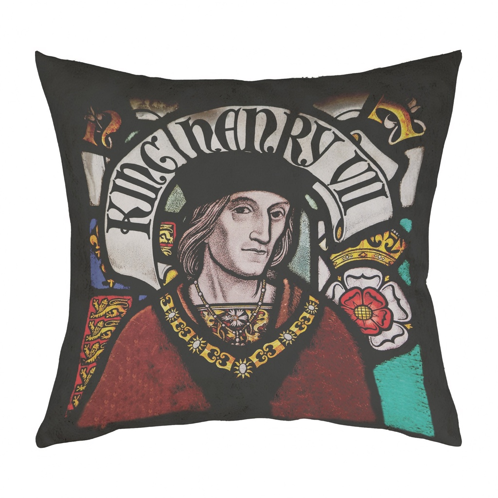 "Henry VII" 40cm x 40cm Faux Leather Cushion Cover (Antique White)