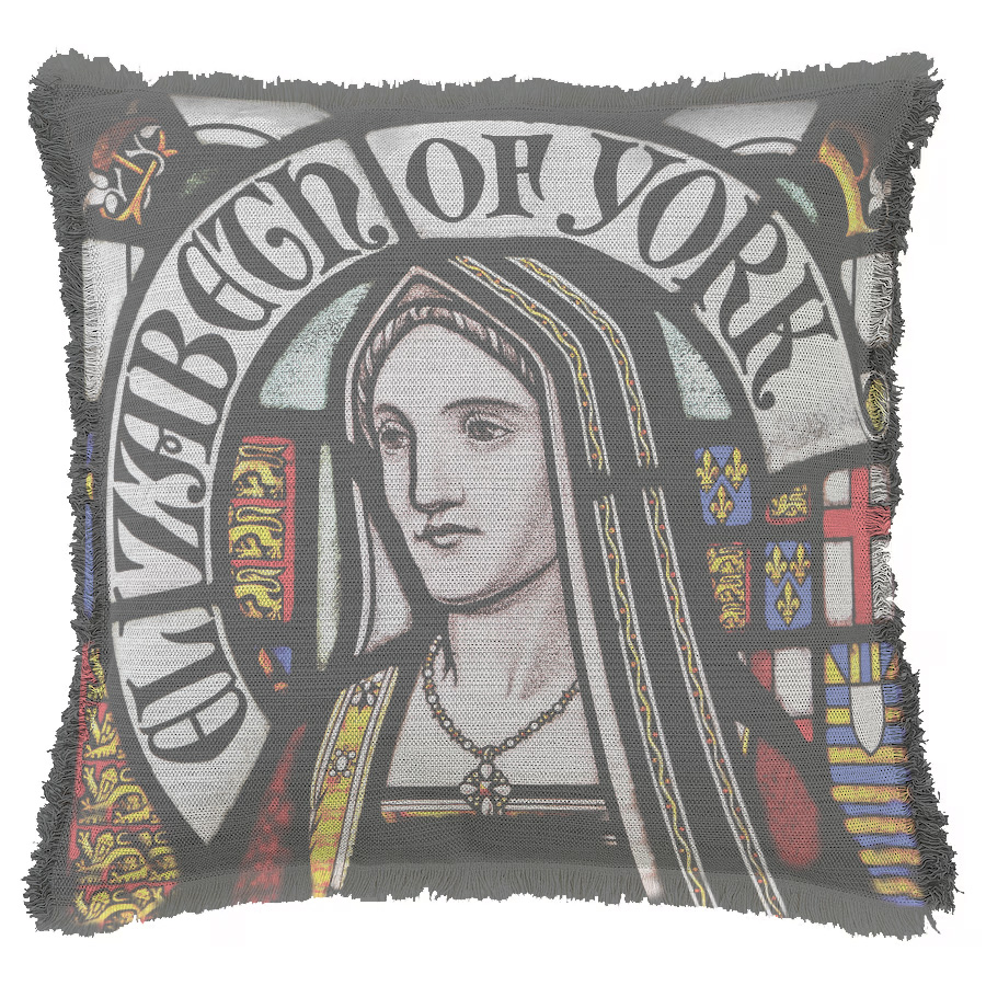 "Elizabeth of York" 50cm x 50cm Fringed Cotton/Poly Cushion Cover