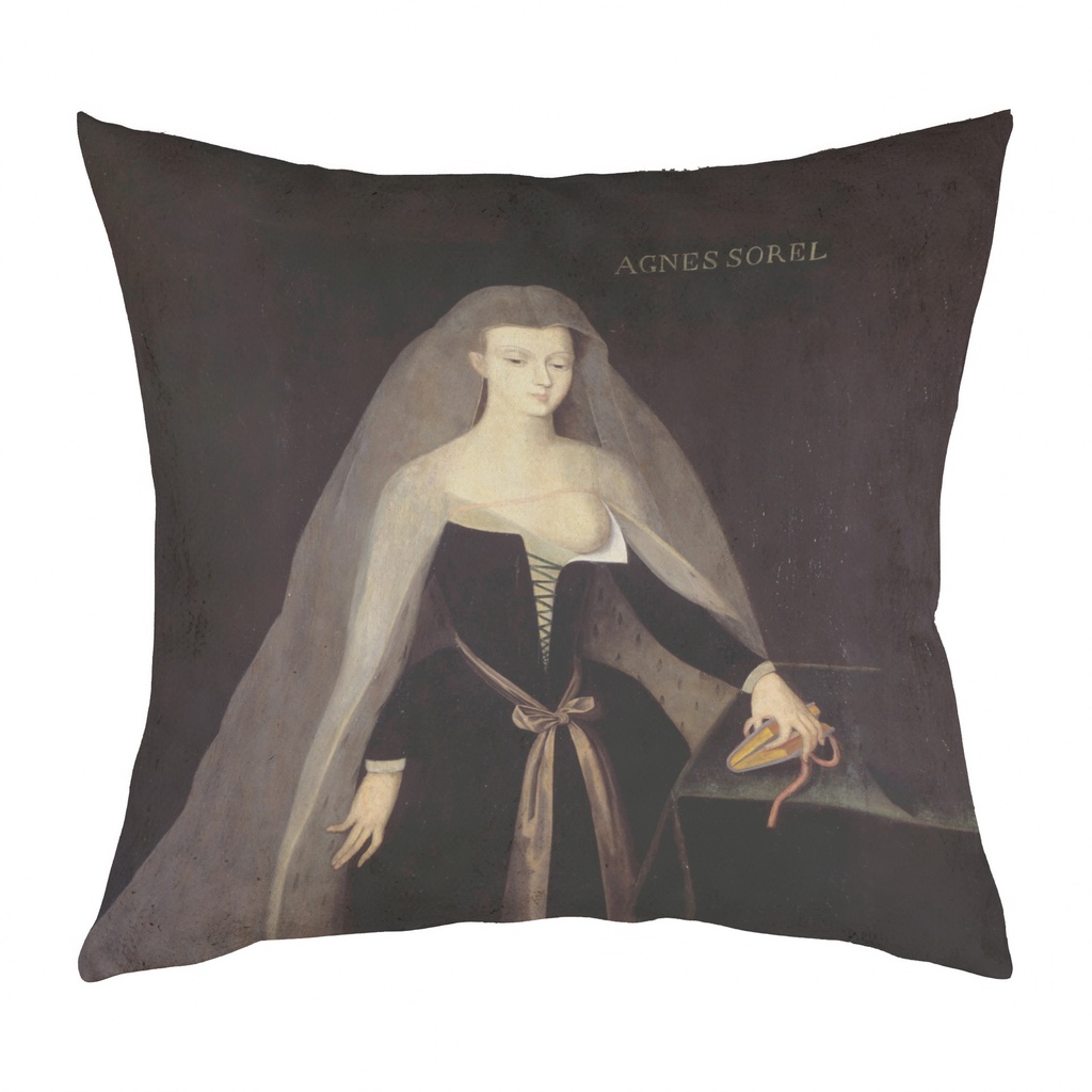 "Agnes Sorel" 40cm x 40cm Faux Leather Cushion Cover (Antique White)