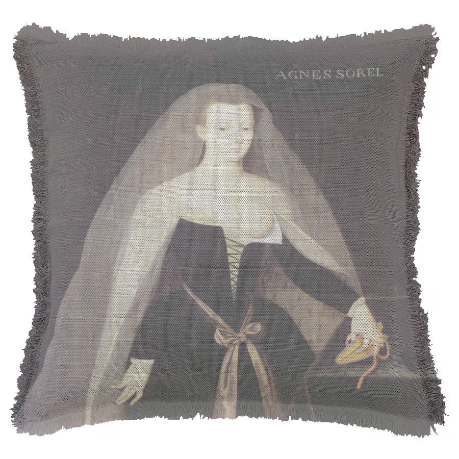 "Agnes Sorel" 50cm x 50cm Fringed Cotton/Poly Cushion Cover