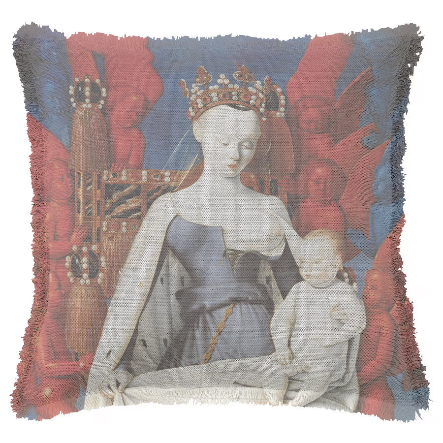 "Agnes Sorel as the Madonna" 50cm x 50cm Fringed Cotton/Poly Cushion Cover