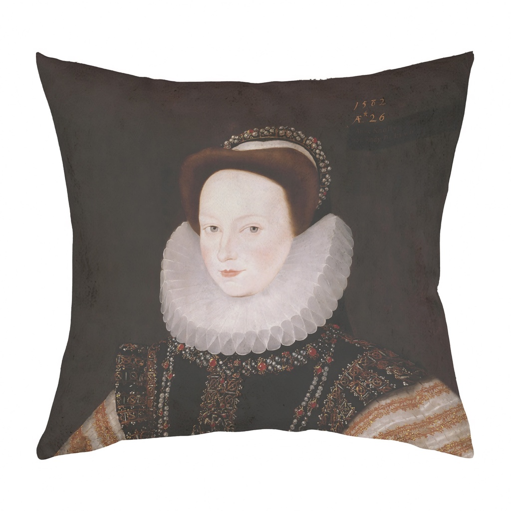"Anne Knollys" 40cm x 40cm Faux Leather Cushion Cover (Antique White)