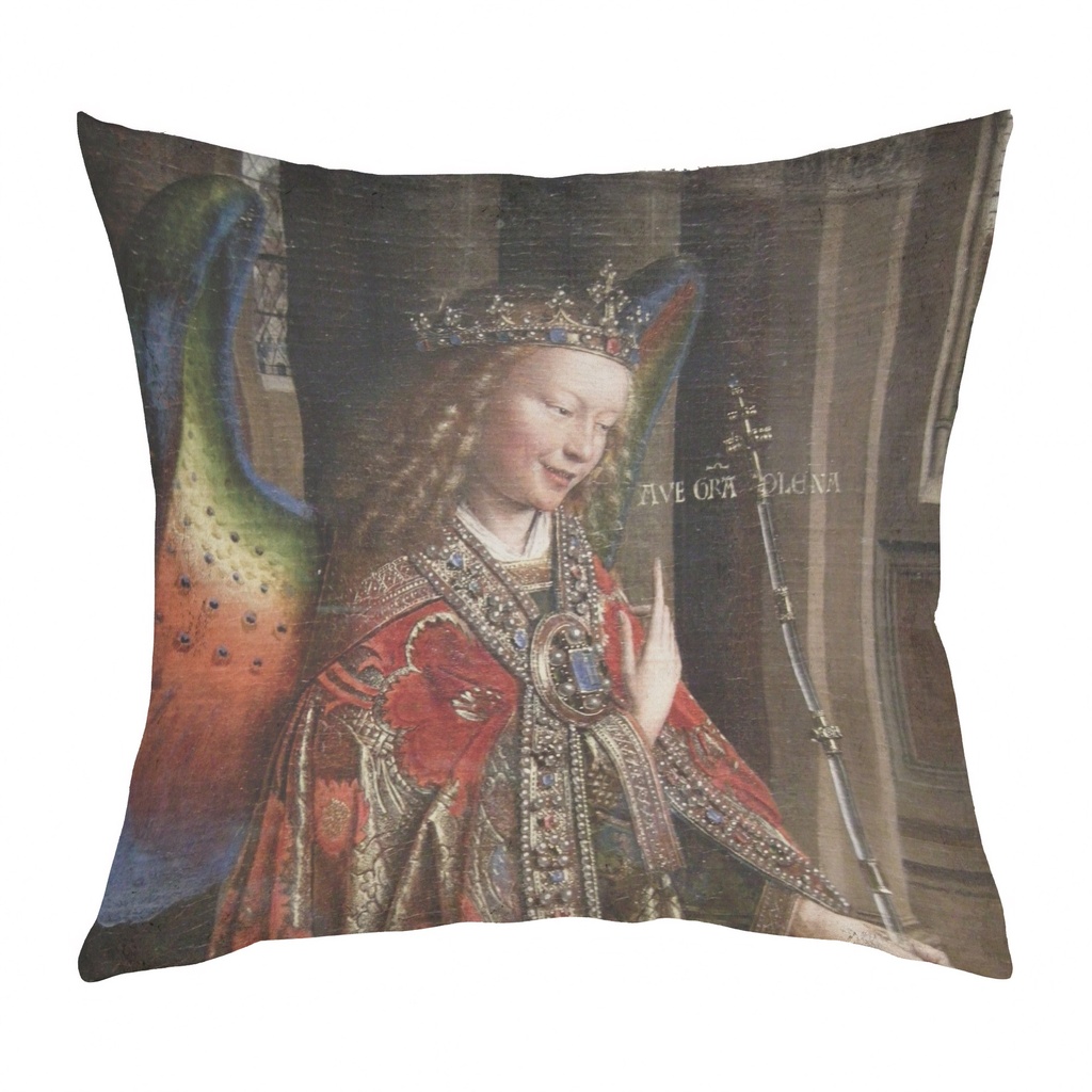 "Archangel Gabriel" 40cm x 40cm Faux Leather Cushion Cover (Antique White)
