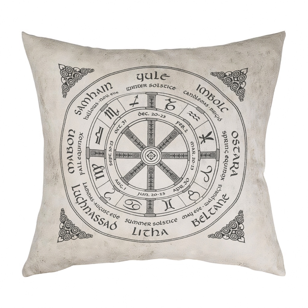 "Astrology Wicca Year" 40cm x 40cm Faux Leather Cushion Cover
