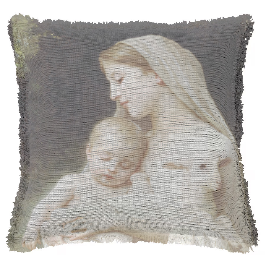 "L'Innocence" by William Bouguereau 50cm x 50cm Fringed Cotton/Poly Cushion Cover