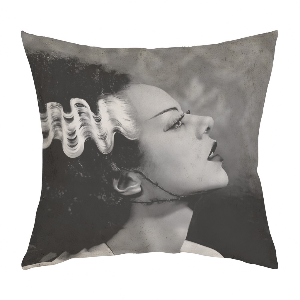 "The Bride of Frankenstein" 40cm x 40cm Faux Leather Cushion Cover