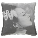 "The Bride of Frankenstein " 50cm x 50cm Fringed Cotton/Poly Cushion Cover