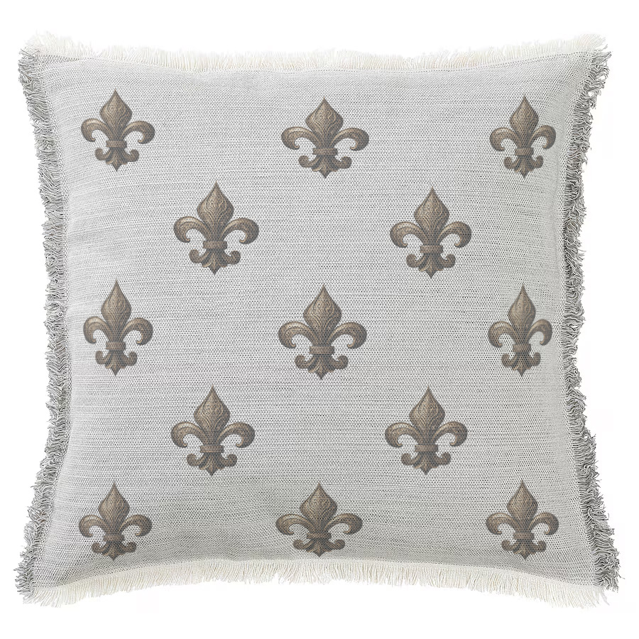 "Fleur de Lys - Celtic Pattern" 50cm x 50cm Fringed Cotton/Poly Cushion Cover