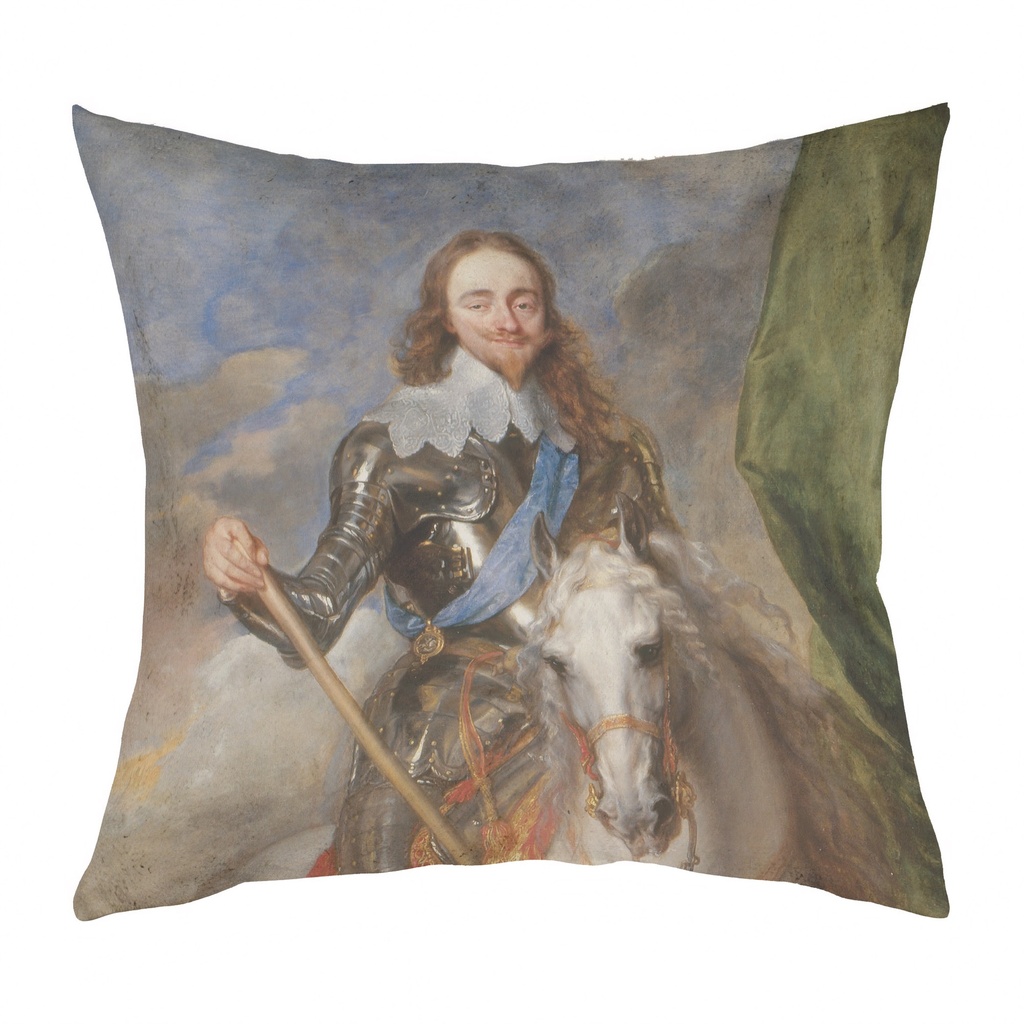 "Charles I" 40cm x 40cm Faux Leather Cushion Cover (Antique White)