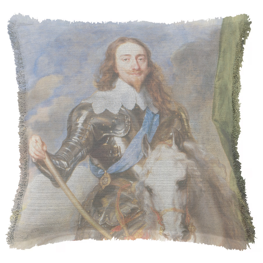 "Charles I" 50cm x 50cm Fringed Cotton/Poly Cushion Cover