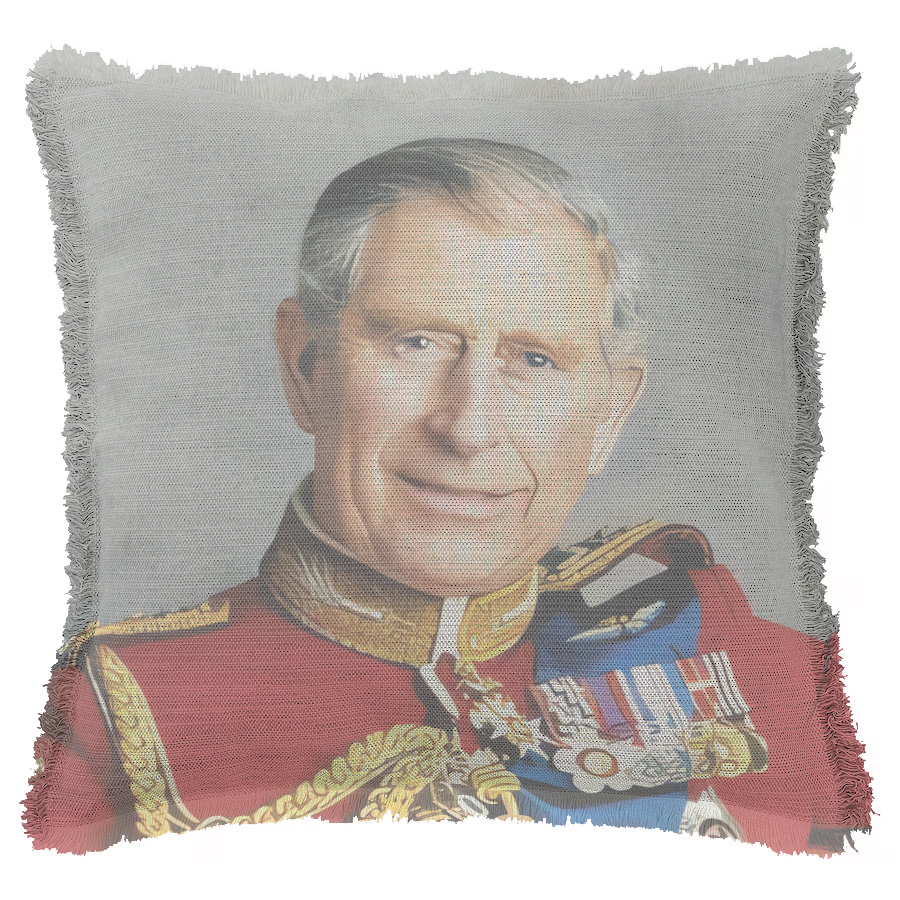 "Charles III" 50cm x 50cm Fringed Cotton/Poly Cushion Cover
