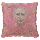 "Charles III - Red Portrait" 50cm x 50cm Fringed Cotton/Poly Cushion Cover