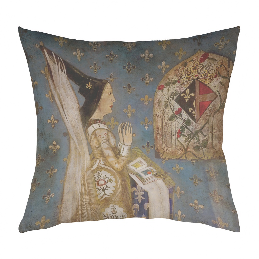 "Charlotte de Savoie" 40cm x 40cm Faux Leather Cushion Cover (Antique White)