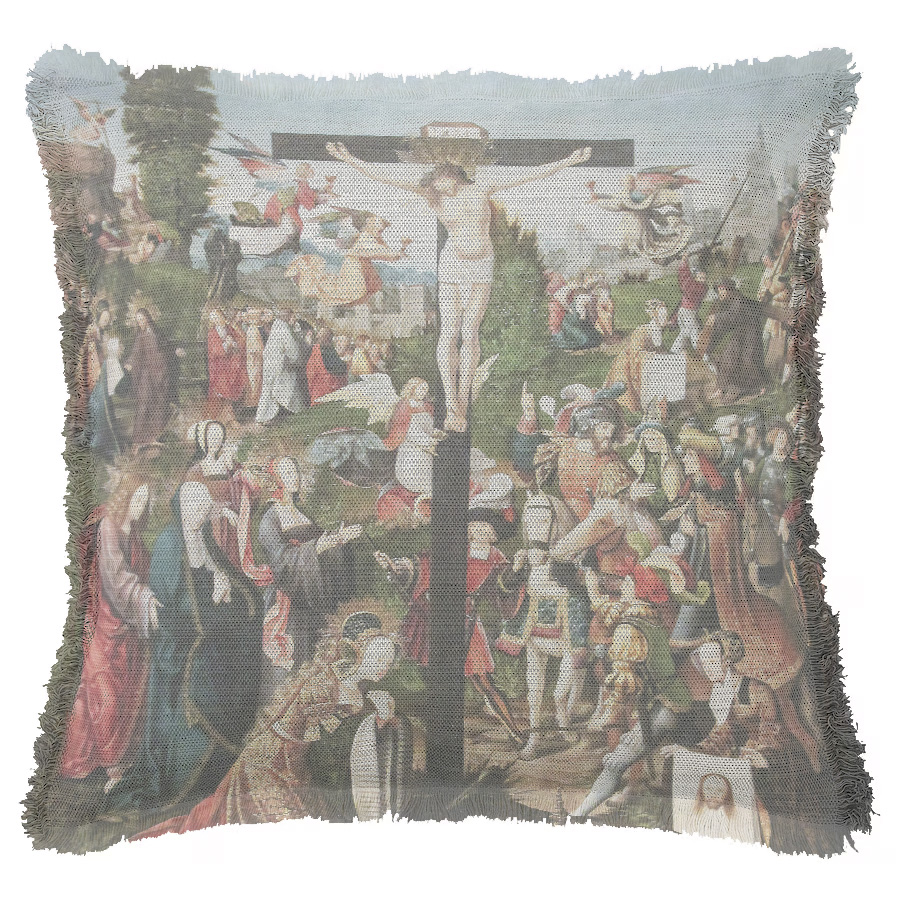 "The Crucifixion of Christ" 50cm x 50cm Fringed Cotton/Poly Cushion Cover