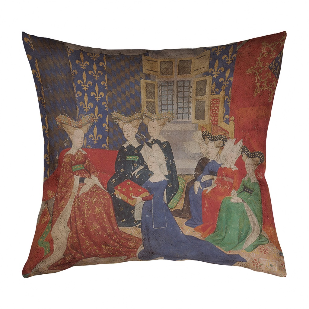 "Christine Pizan - Presentation" 40cm x 40cm Faux Leather Cushion Cover