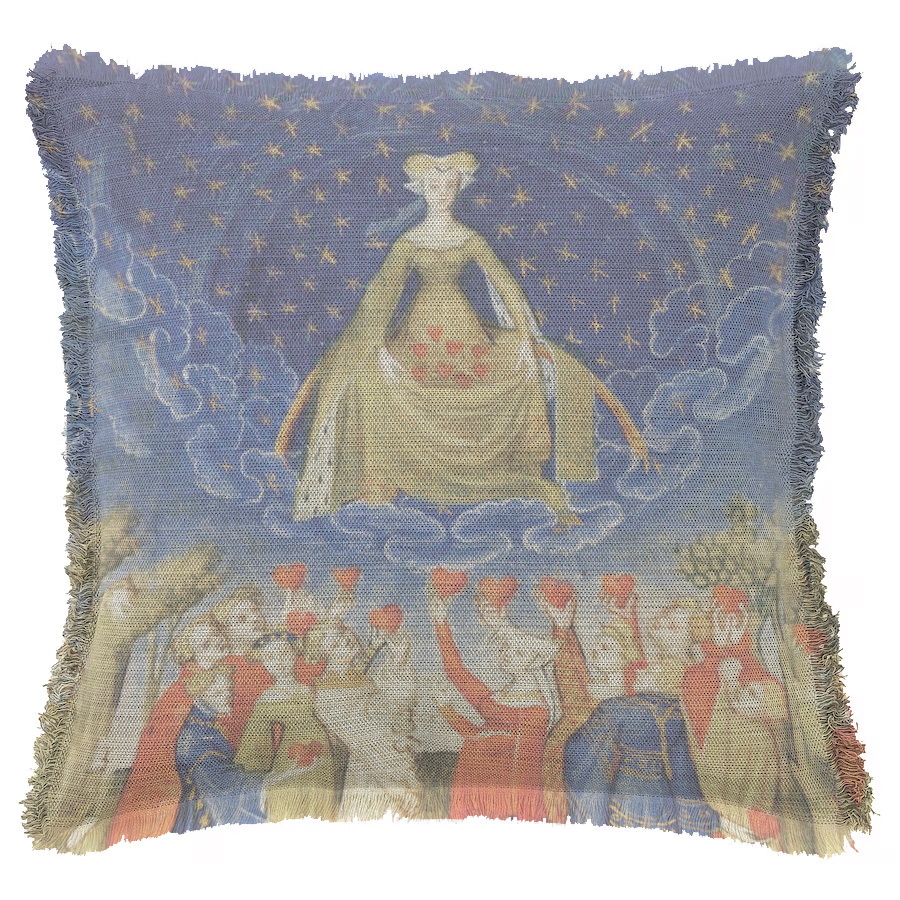 "Christine Pizan - Hearts" 50cm x 50cm Fringed Cotton/Poly Cushion Cover