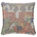 "Christine Pizan - Joust" 50cm x 50cm Fringed Cotton/Poly Cushion Cover