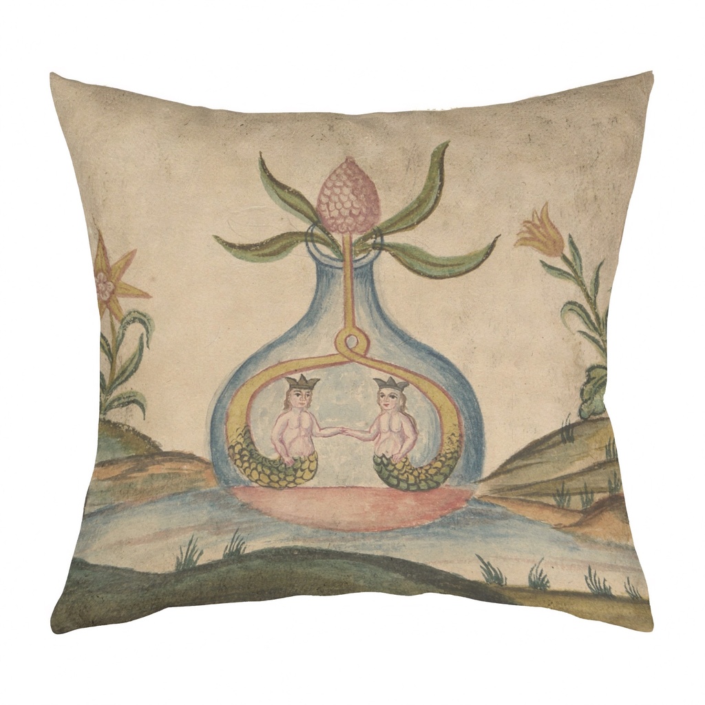 "Clavis Artis Extract - Bottle" 40cm x 40cm Faux Leather Cushion Cover (Antique White)