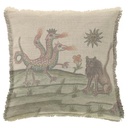 "Clavis Artis Extract - Lion and 3-Headed Dragon" 50cm x 50cm Fringed Cotton/Poly Cushion Cover