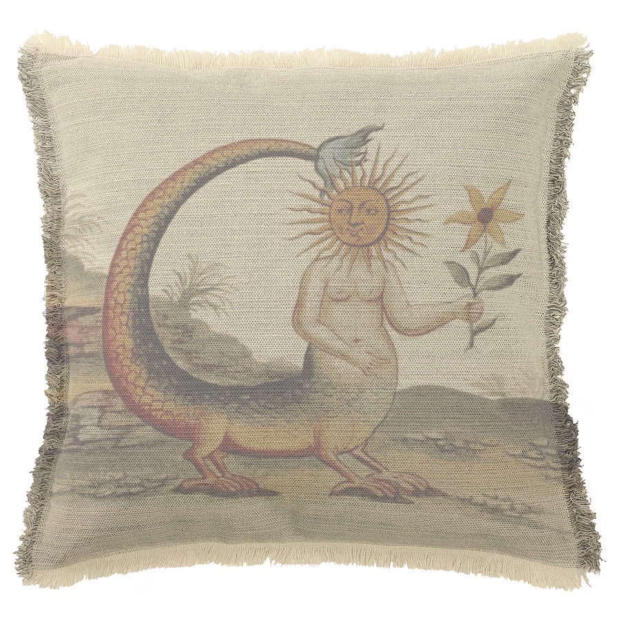 "Clavis Artis Extract - Sun Dragon" 50cm x 50cm Fringed Cotton/Poly Cushion Cover