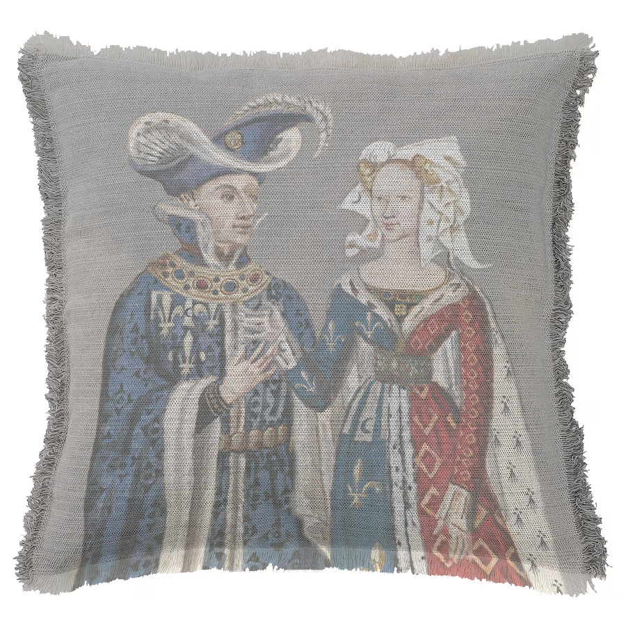 "Comte et Comtesse d'Angouleme" 50cm x 50cm Fringed Cotton/Poly Cushion Cover