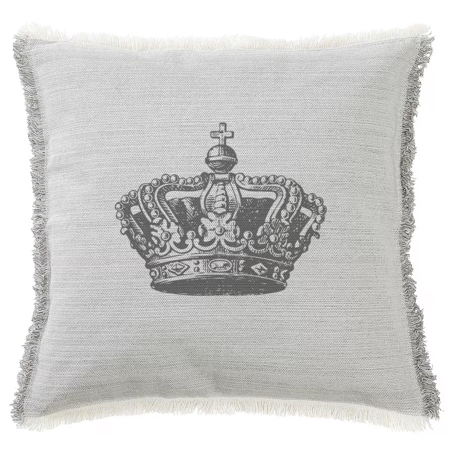 "Crown" 50cm x 50cm Fringed Cotton/Poly Cushion Cover