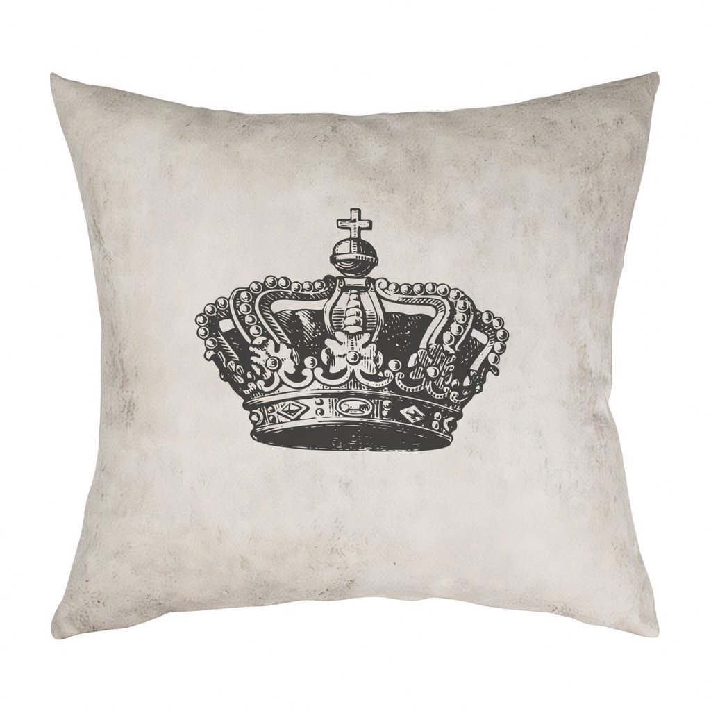 "Crown" 40cm x 40cm Faux Leather Cushion Cover (Antique White)