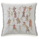 "Dance Macabre" 50cm x 50cm Fringed Cotton/Poly Cushion Cover