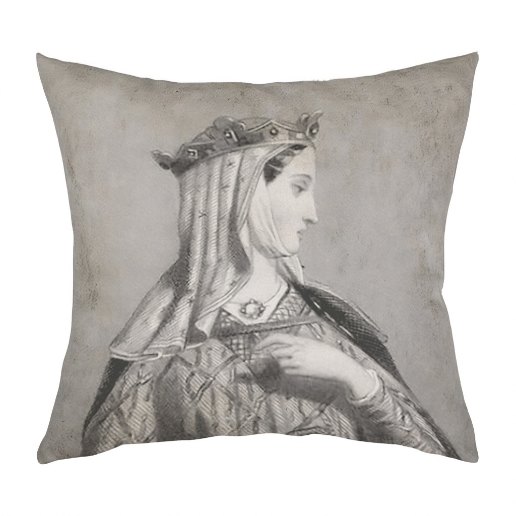 "Eleanor of Aquitaine" 40cm x 40cm Faux Leather Cushion Cover (Antique White)