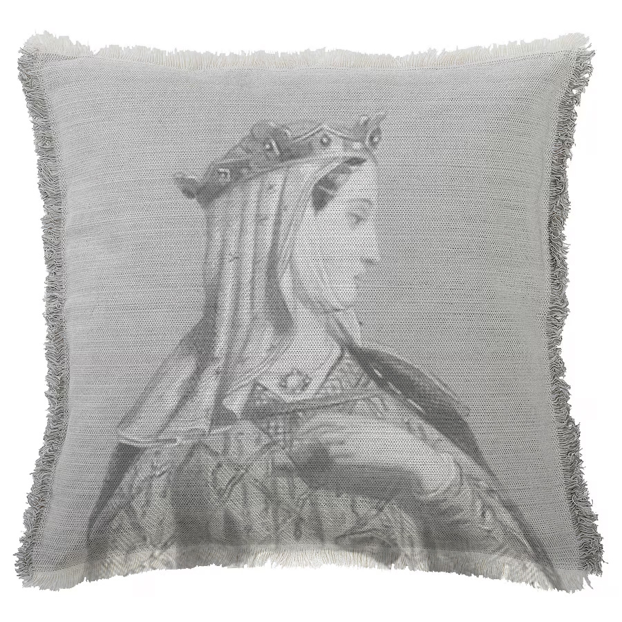 "Eleanor of Aquitaine" 50cm x 50cm Fringed Cotton/Poly Cushion Cover