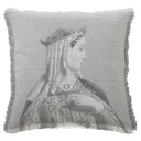 "Eleanor of Aquitaine" 50cm x 50cm Fringed Cotton/Poly Cushion Cover
