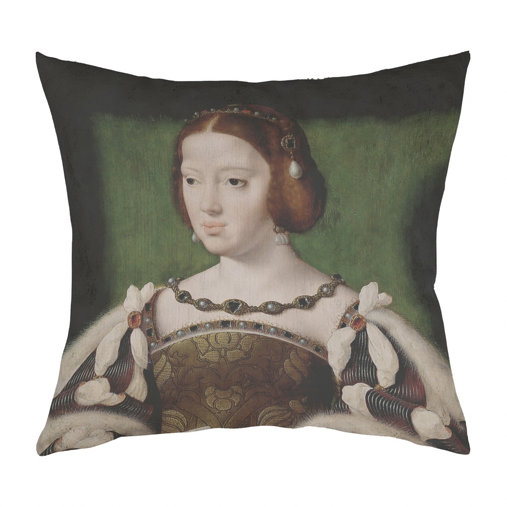 "Éléonore de Habsbourg" 40cm x 40cm Faux Leather Cushion Cover (Antique White)