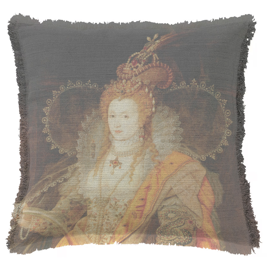 "Elizabeth I" 50cm x 50cm Fringed Cotton/Poly Cushion Cover