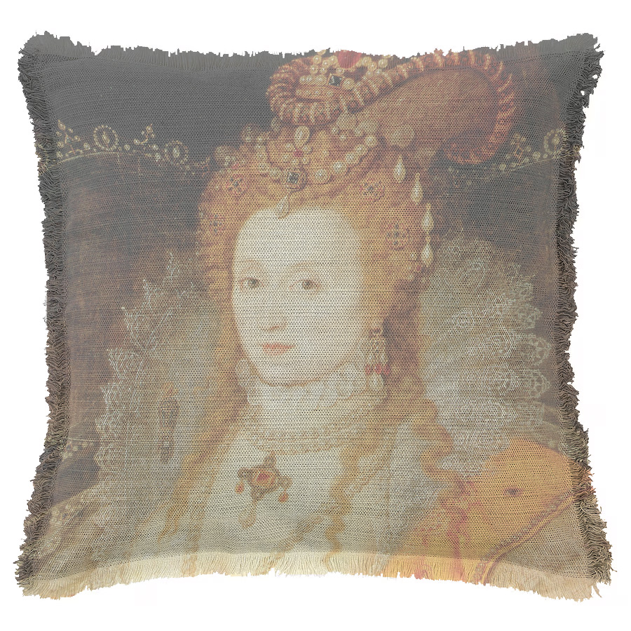 "Elizabeth I Detail" 50cm x 50cm Fringed Cotton/Poly Cushion Cover