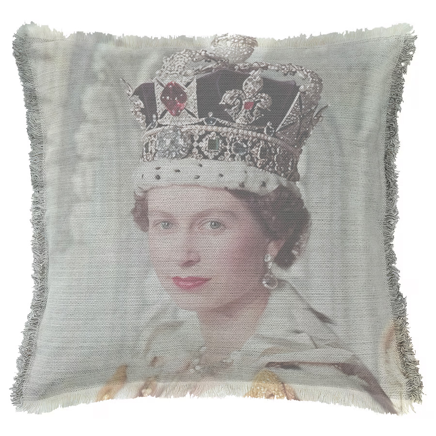"Elizabeth II Coronation Detail" 50cm x 50cm Fringed Cotton/Poly Cushion Cover