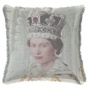 "Elizabeth II Coronation Detail" 50cm x 50cm Fringed Cotton/Poly Cushion Cover