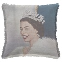 "Elizabeth II Laughing" 50cm x 50cm Fringed Cotton/Poly Cushion Cover