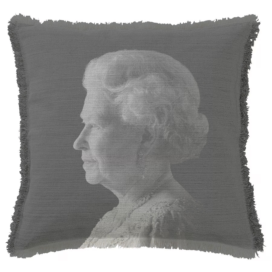 "Elizabeth II Old" 50cm x 50cm Fringed Cotton/Poly Cushion Cover
