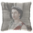 "Elizabeth II Royal Portrait" 50cm x 50cm Fringed Cotton/Poly Cushion Cover