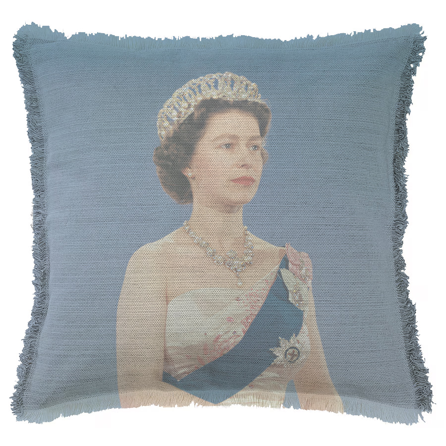 "Elizabeth II Royal Tour" 50cm x 50cm Fringed Cotton/Poly Cushion Cover