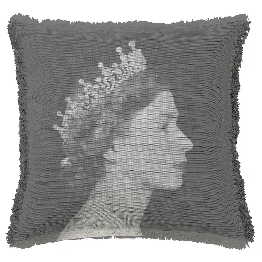 "Elizabeth II Young" 50cm x 50cm Fringed Cotton/Poly Cushion Cover