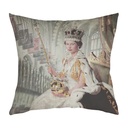 "Elizabeth II Coronation" 40cm x 40cm Faux Leather Cushion Cover