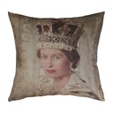 "Elizabeth II Coronation Detail" 40cm x 40cm Faux Leather Cushion Cover