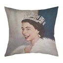 "Elizabeth II Laughing" 40cm x 40cm Faux Leather Cushion Cover