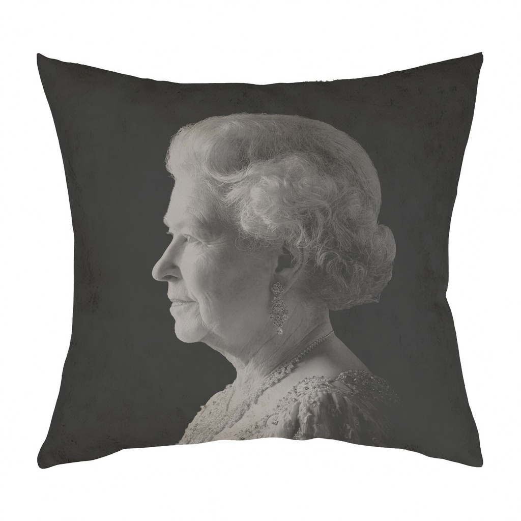 "Elizabeth II Old" 40cm x 40cm Faux Leather Cushion Cover (Antique White)