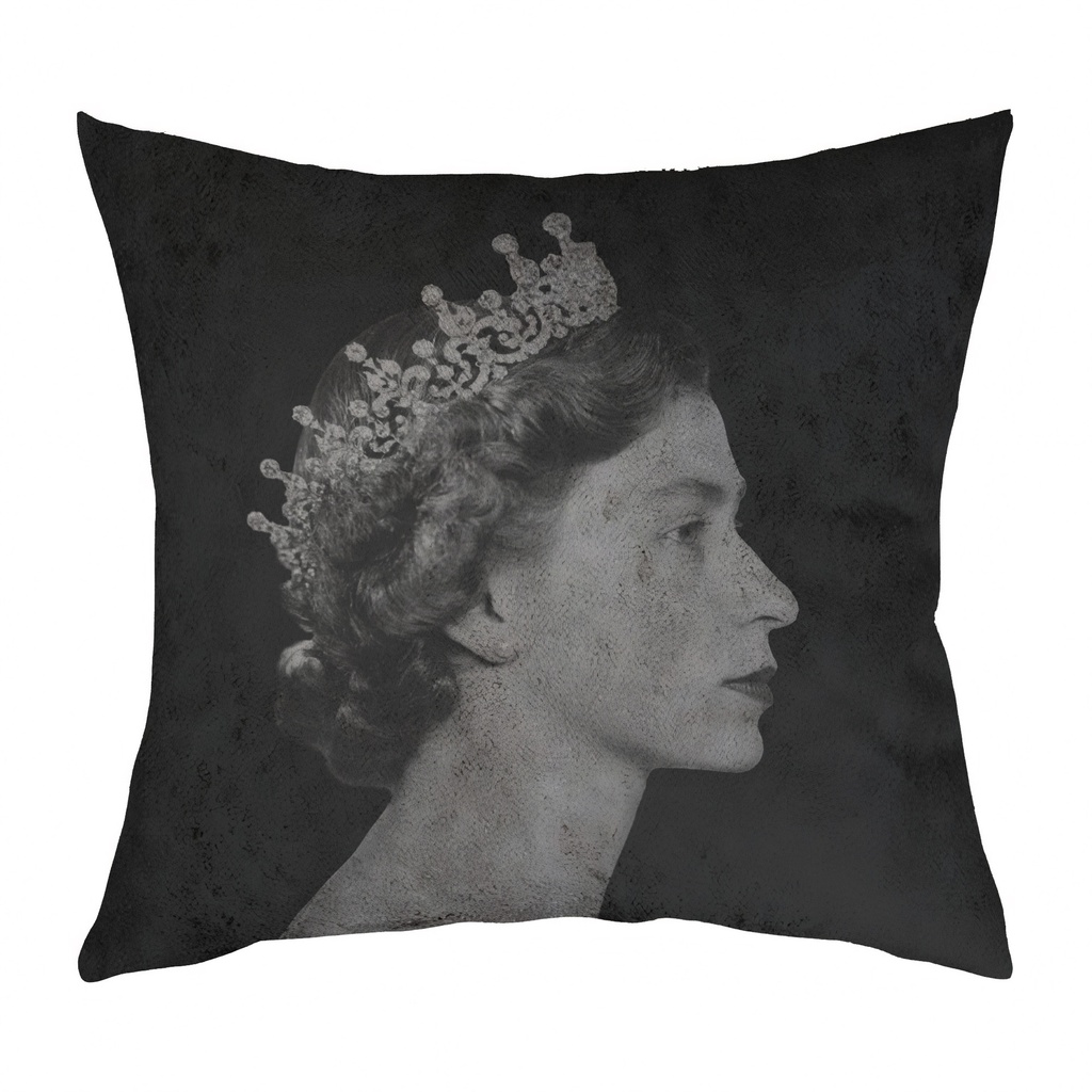 "Elizabeth II Young" 40cm x 40cm Faux Leather Cushion Cover