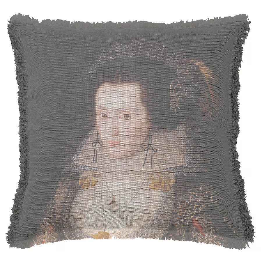"Elizabeth Poulett" 50cm x 50cm Fringed Cotton/Poly Cushion Cover