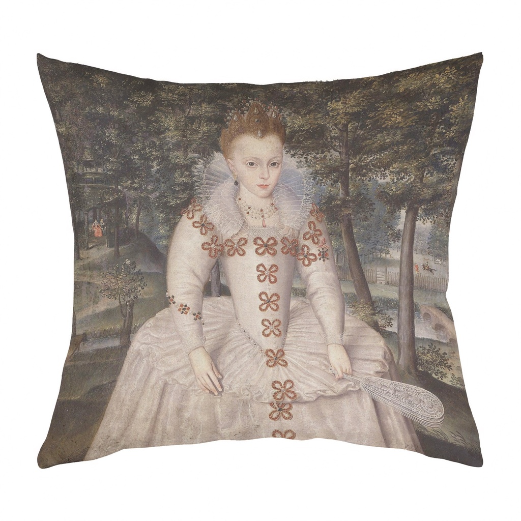 "Elizabeth Stuart" 40cm x 40cm Faux Leather Cushion Cover (Antique White)