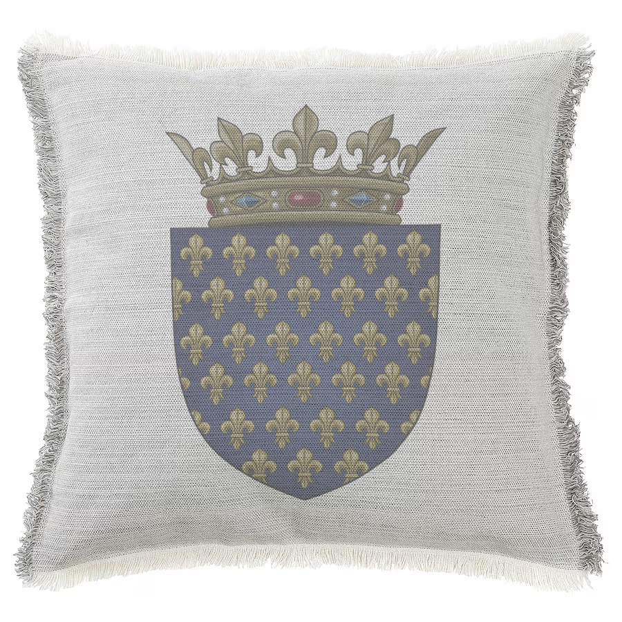 "French Coat of Arms" 50cm x 50cm Fringed Cotton/Poly Cushion Cover