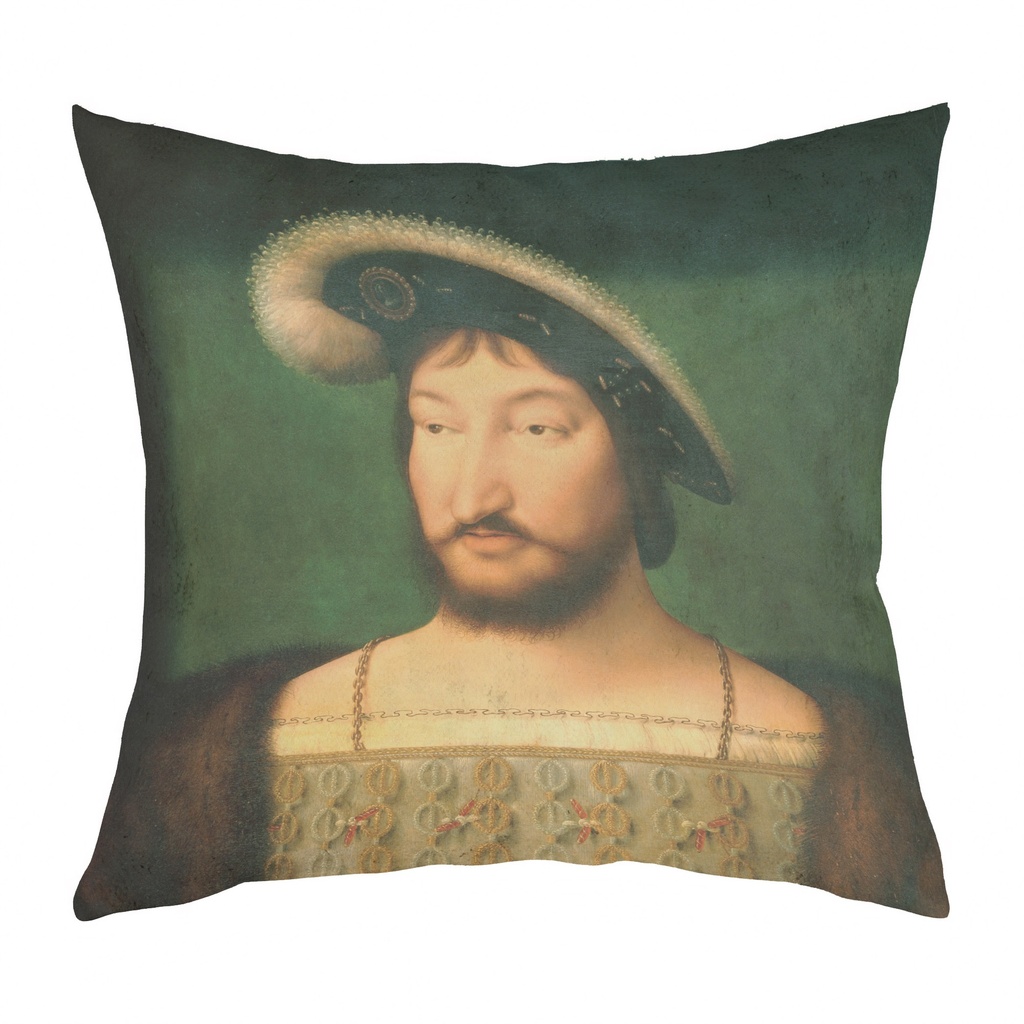 "Francis I" 40cm x 40cm Faux Leather Cushion Cover (Antique White)